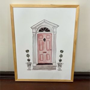 Door picture in wooden frame